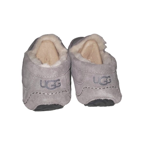 UGG 10 Slippers Men’s Ascot Grey Suede Plush Shearling Fur House Casual Shoes - Picture 10 of 12
